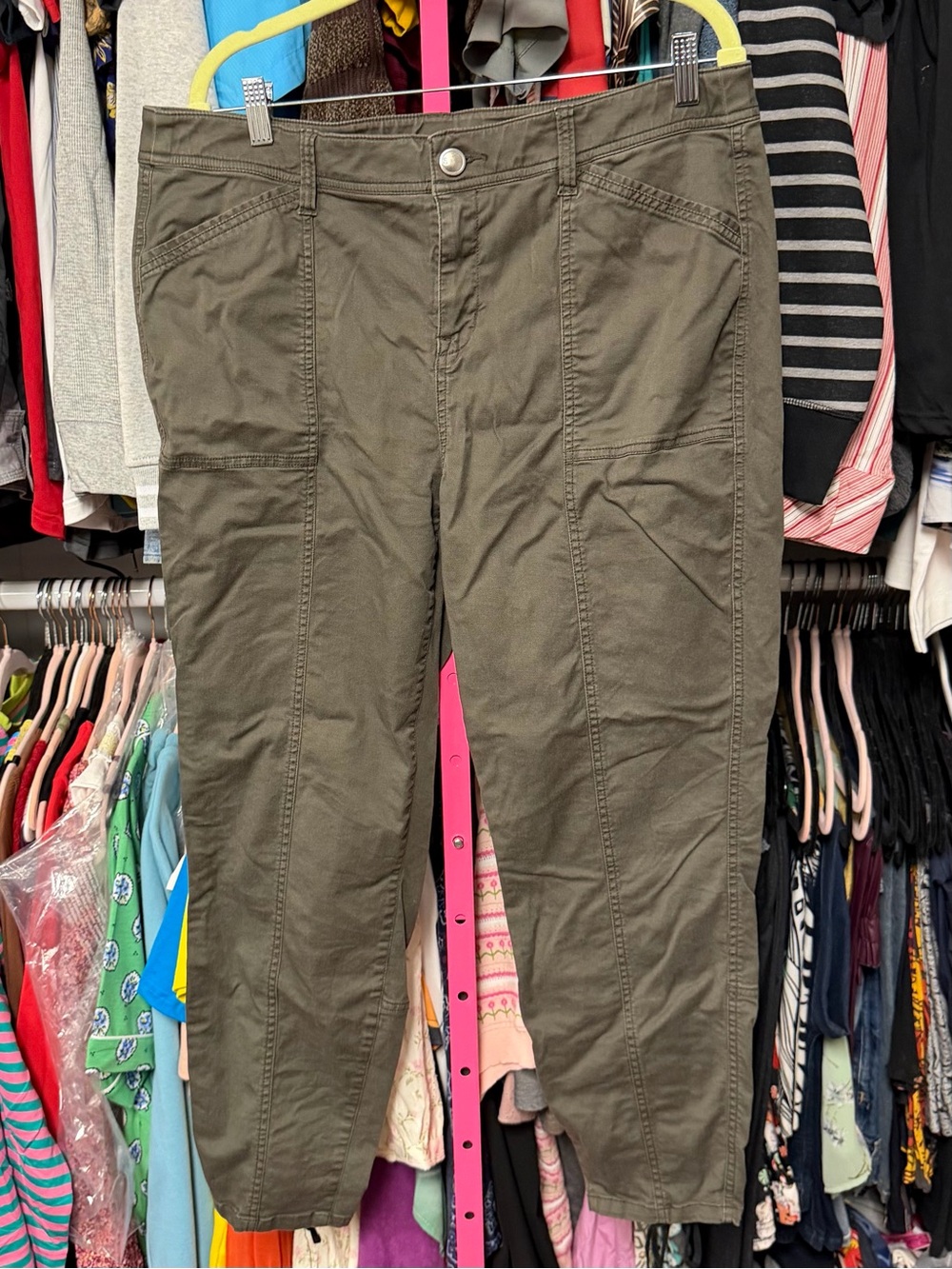 Lane Bryant women’s plus size 16 skinny leg Chino pants army green lace up ankle